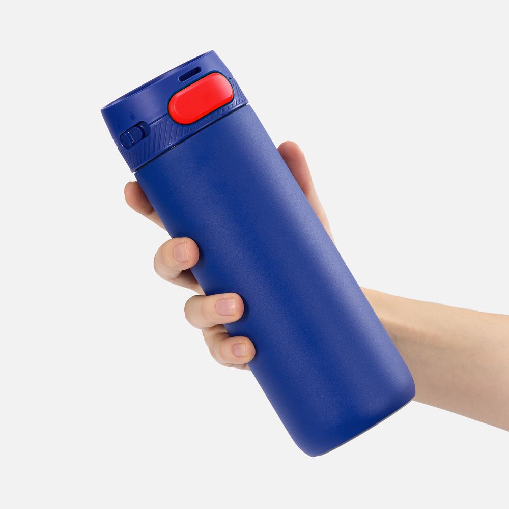 Термостакан X1 с цветной кнопкой, синий с красным