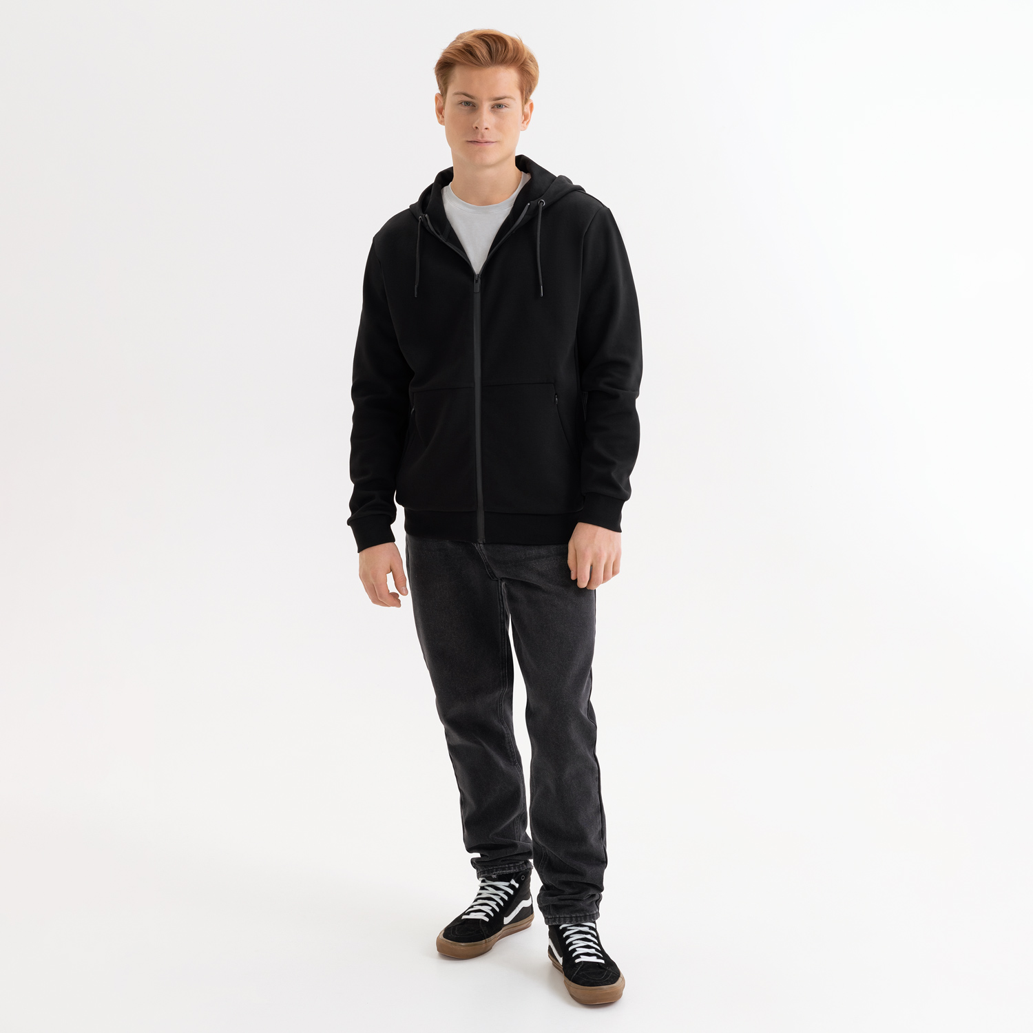 Толстовка на молнии с капюшоном Матео (Mateo) черная, размер S/M