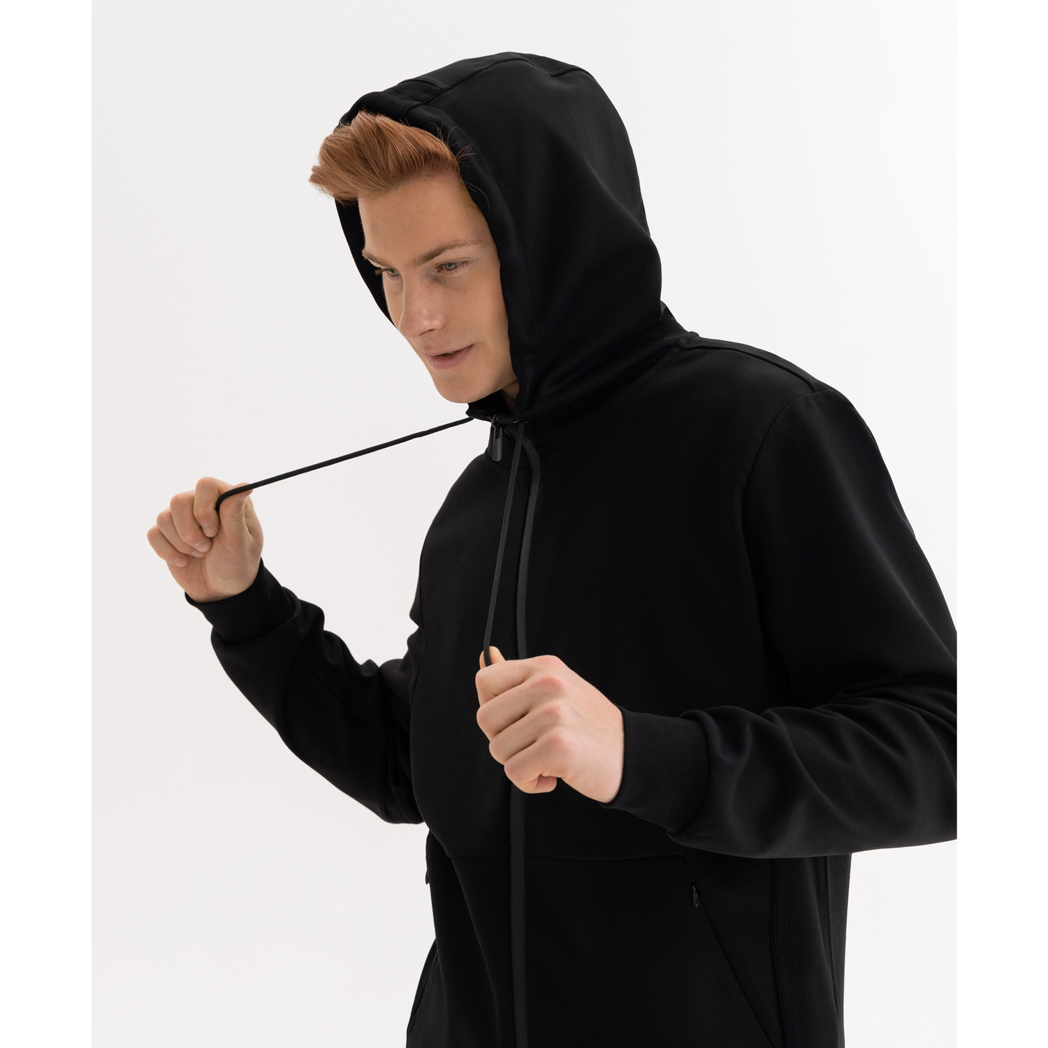 Толстовка на молнии с капюшоном Матео (Mateo) черная, размер S/M