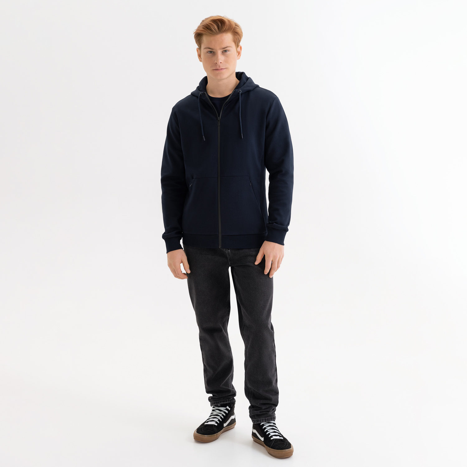Толстовка на молнии с капюшоном Матео (Mateo) темно-синяя, размер S/M