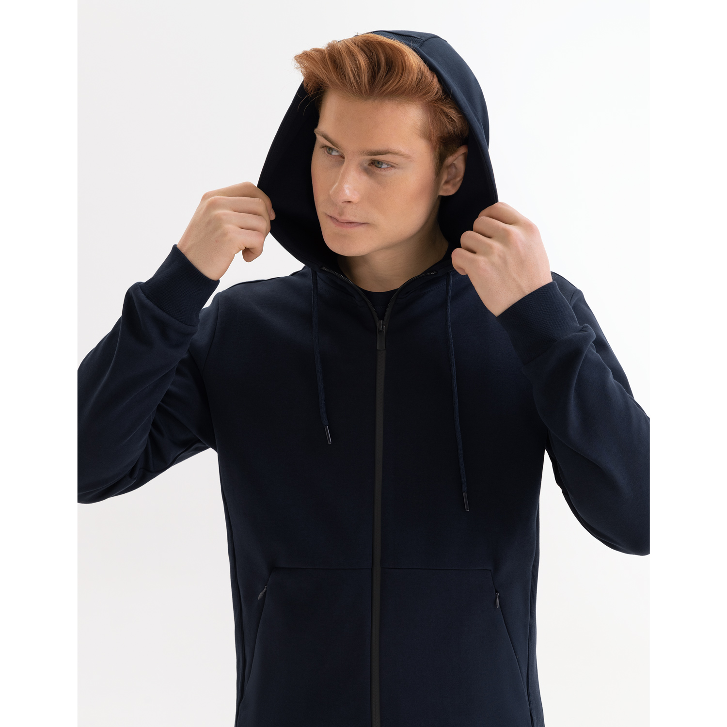 Толстовка на молнии с капюшоном Матео (Mateo) темно-синяя,  размер XL