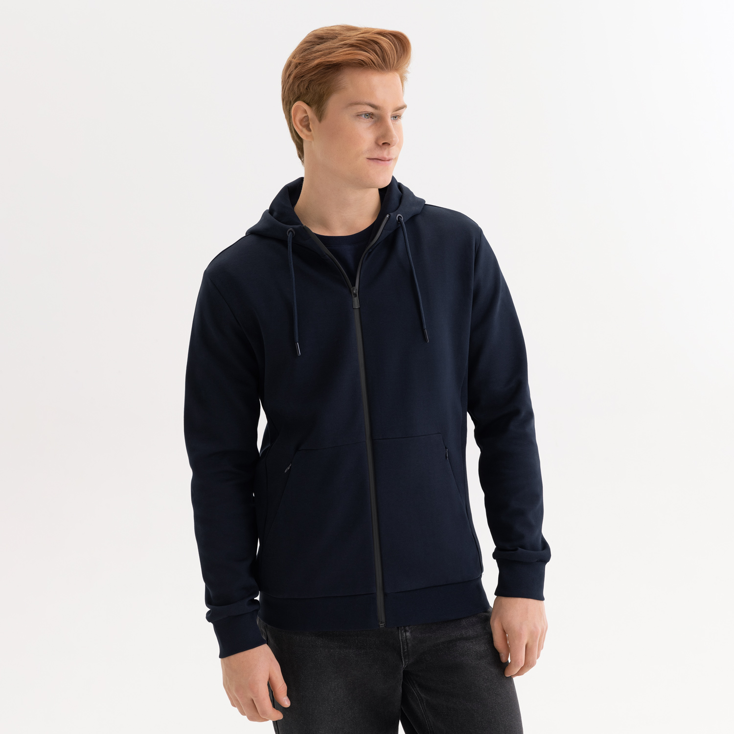 Толстовка на молнии с капюшоном Матео (Mateo) темно-синяя, размер XXL