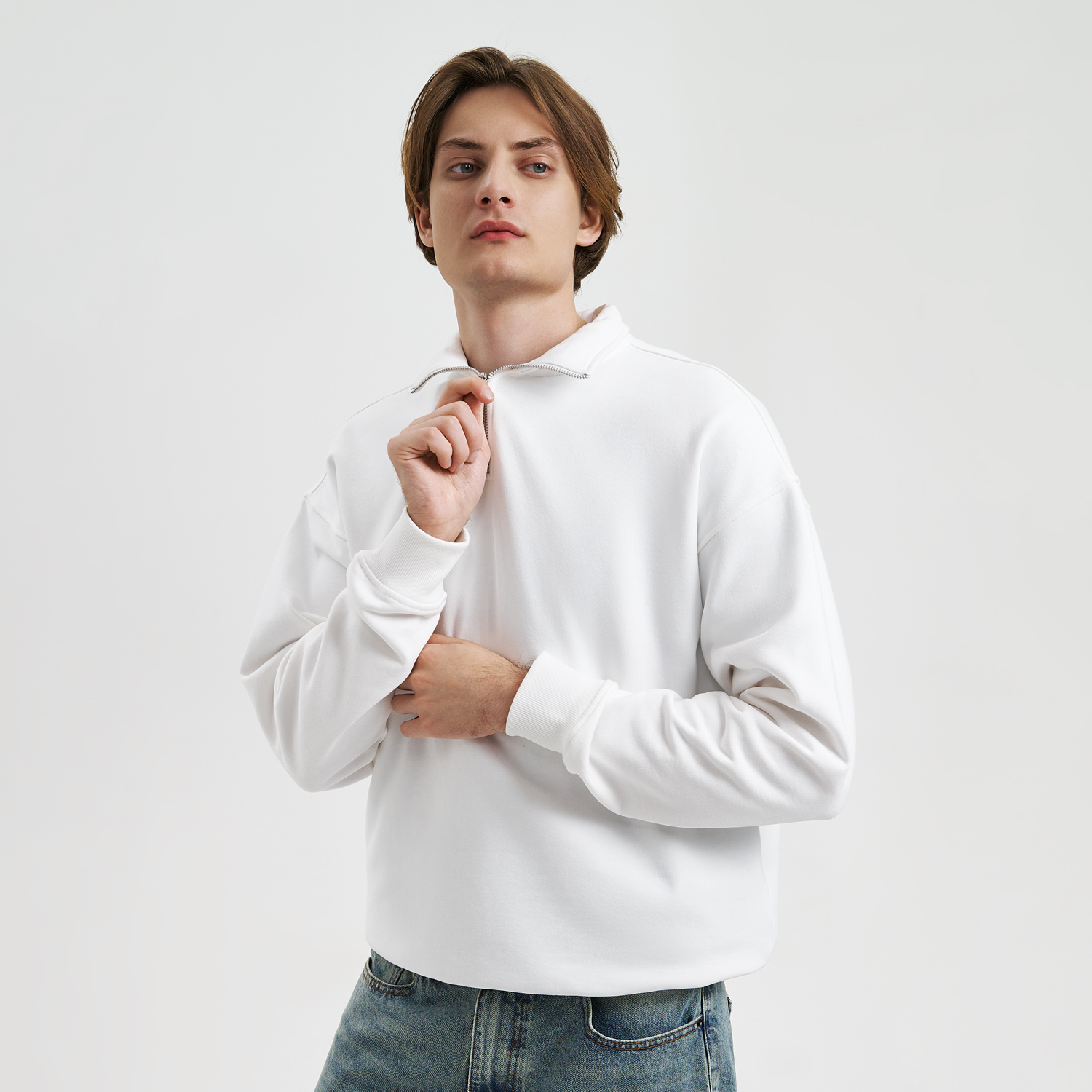 Толстовка на молнии унисекс Флоу (Flow), белая, размер 3XL/4XL