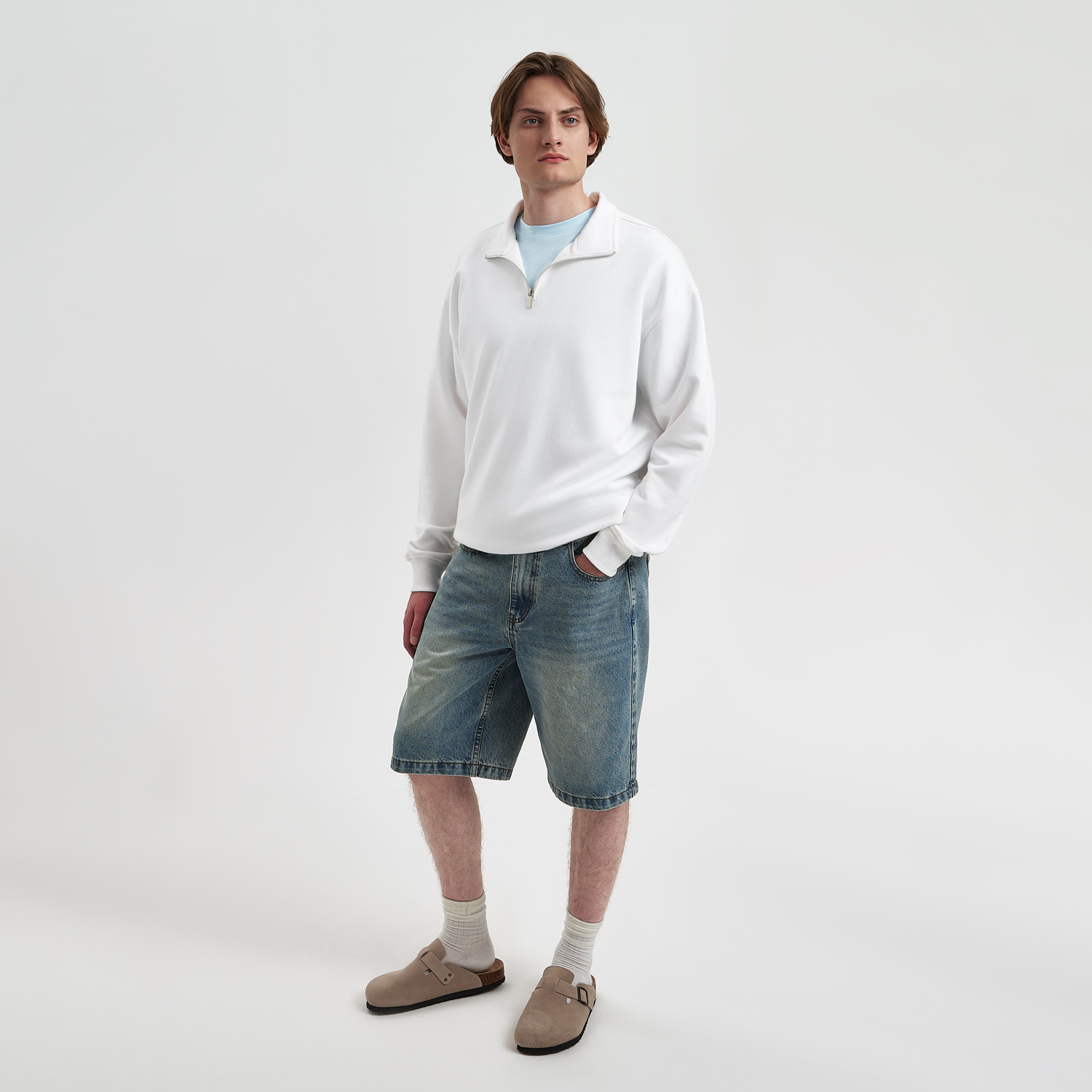 Толстовка на молнии унисекс Флоу (Flow), белая, размер 3XL/4XL