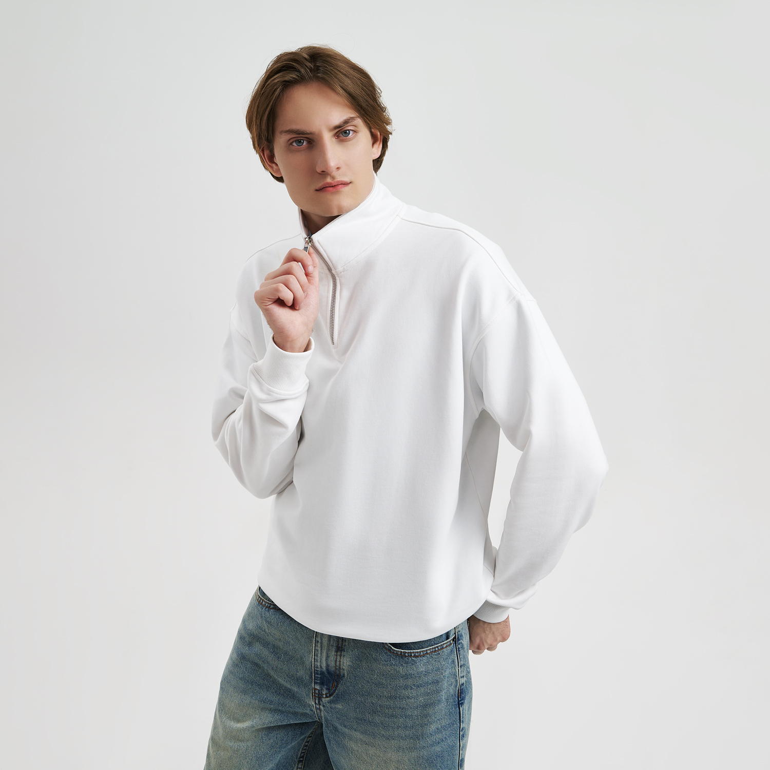 Толстовка на молнии унисекс Флоу (Flow), белая, размер 5XL/6XL