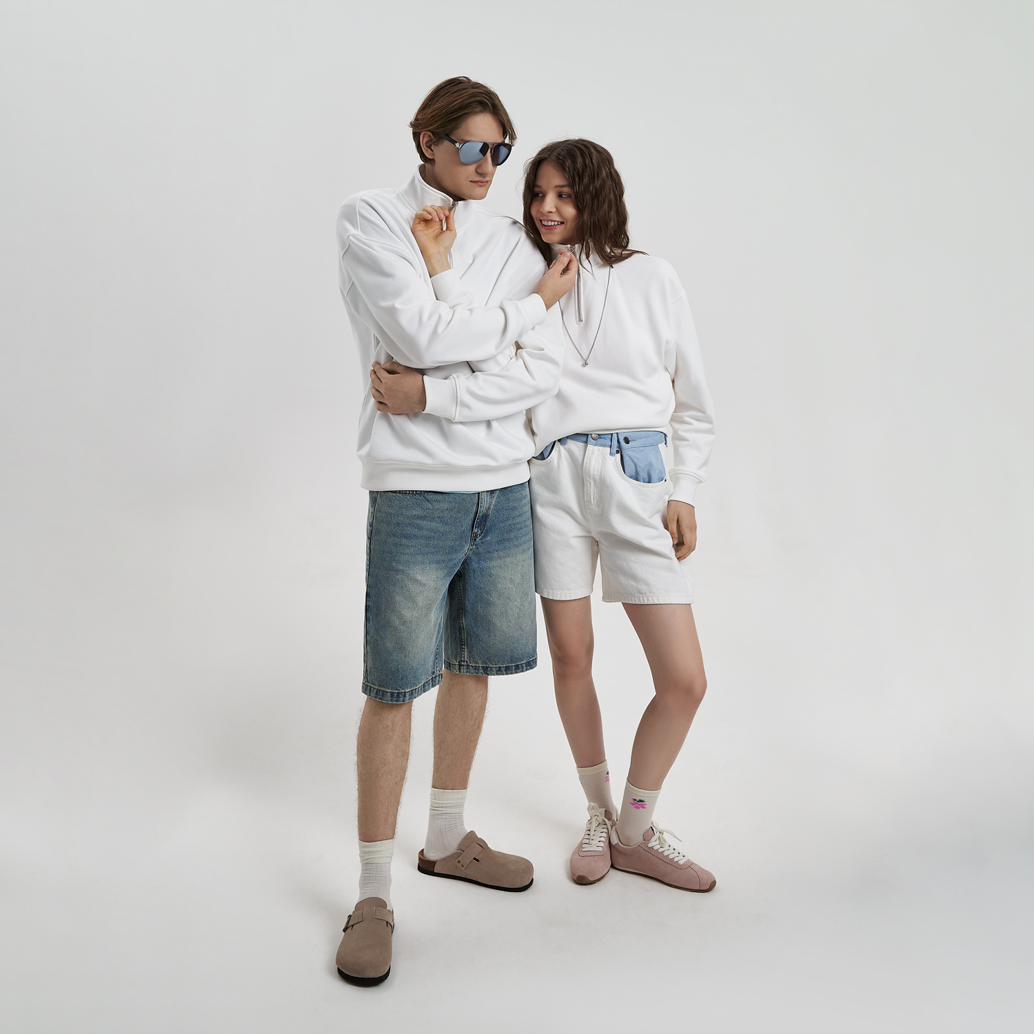 Толстовка на молнии унисекс Флоу (Flow), белая, размер XL/2XL