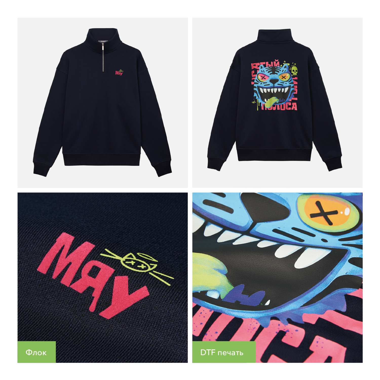 Толстовка на молнии унисекс Флоу (Flow), темно-синяя, размер XL/2XL