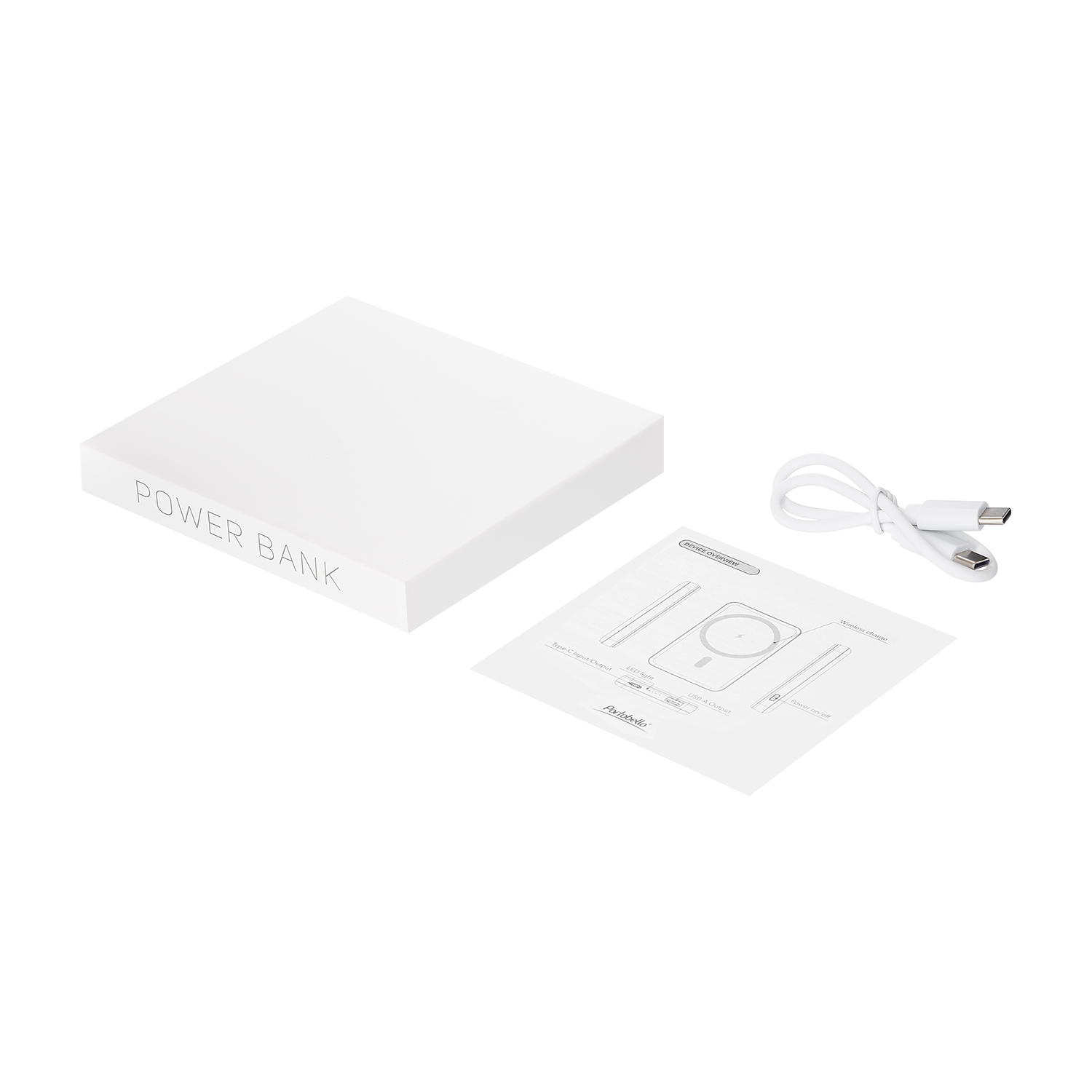 Внешний аккумулятор Ларго PD (Largo PD) 5000mAh с функцией беспроводной зарядки 15W, белый