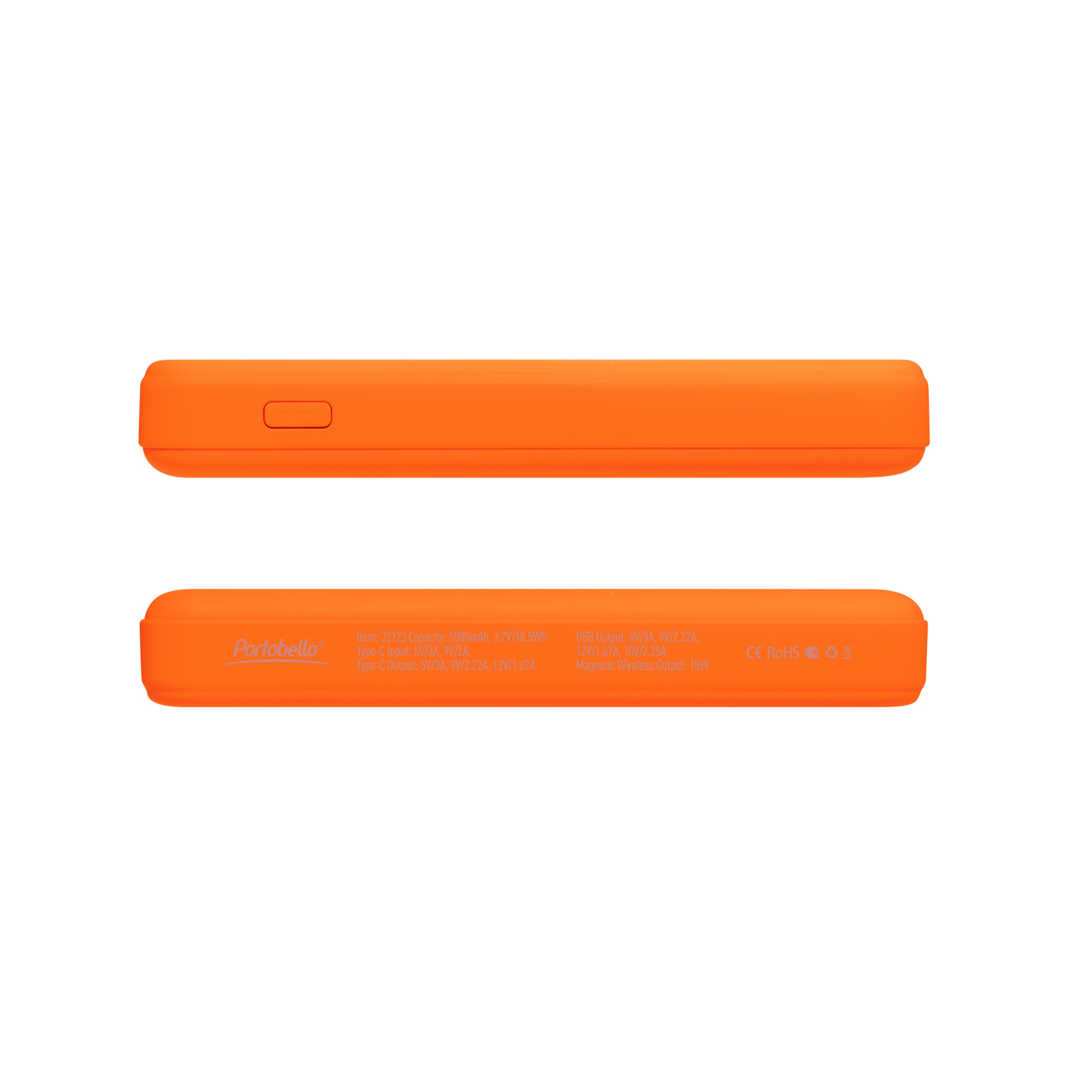 Внешний аккумулятор Ларго PD (Largo PD) 5000mAh с функцией беспроводной зарядки 15W, оранжевый