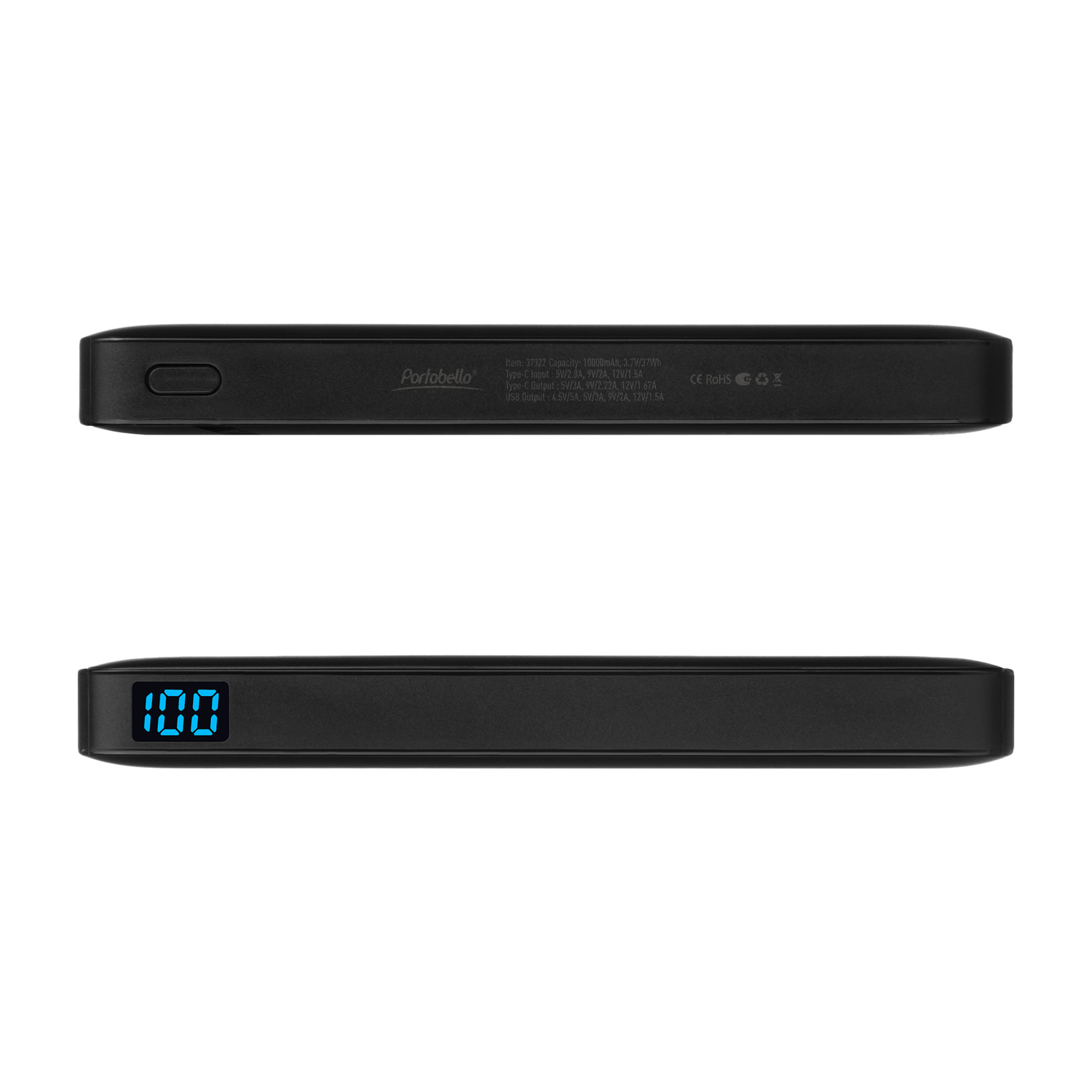 Внешний аккумулятор с цветной подсветкой Анкор Макс Плюс PD (Ancor PD Max Plus) 10000 mAh, черный