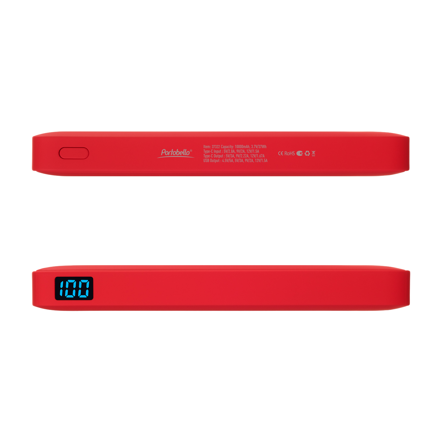 Внешний аккумулятор с подсветкой Анкор Плюс PD (Ancor PD Plus) 10000 mAh, красный