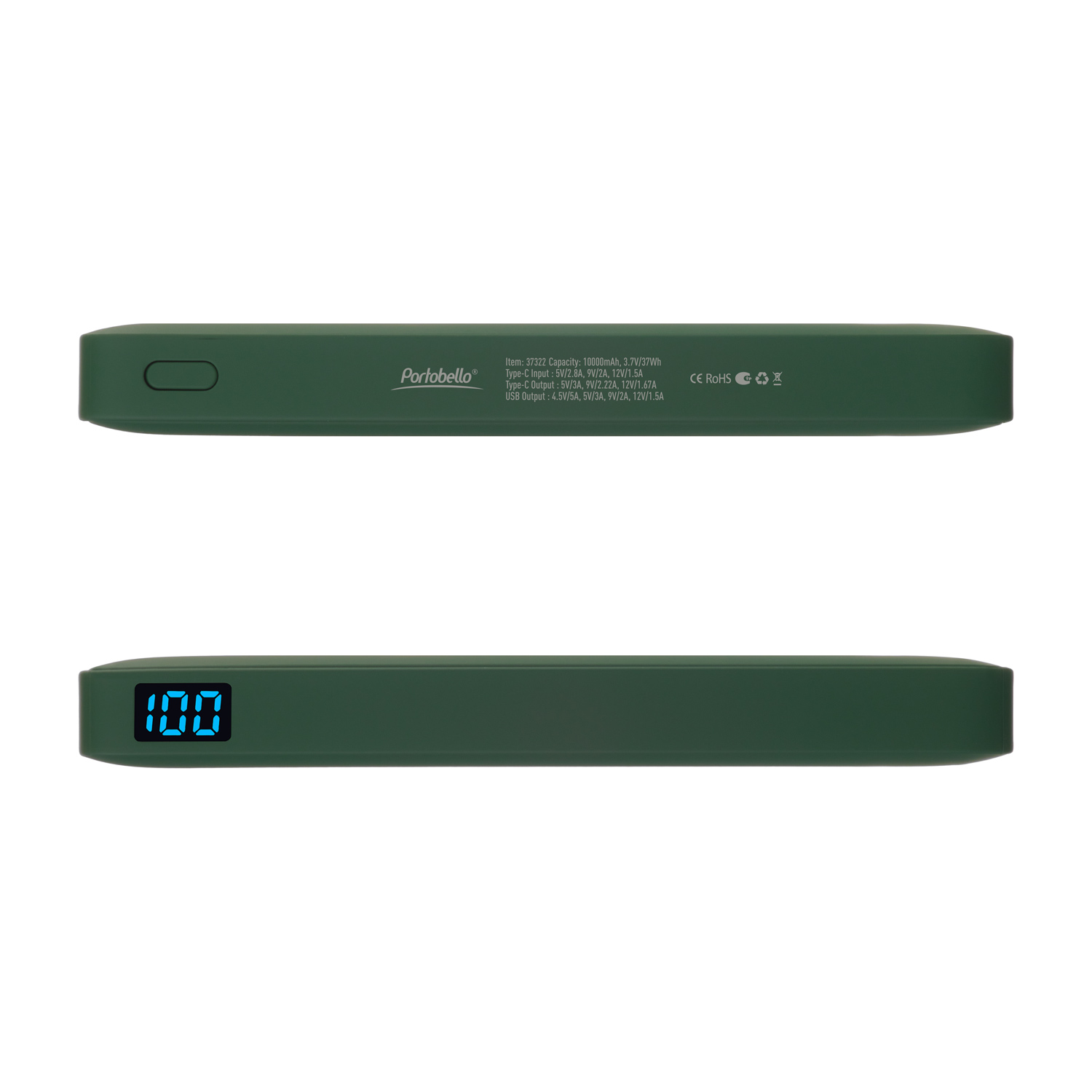 Внешний аккумулятор с подсветкой Анкор Плюс PD (Ancor PD Plus) 10000 mAh, зеленый