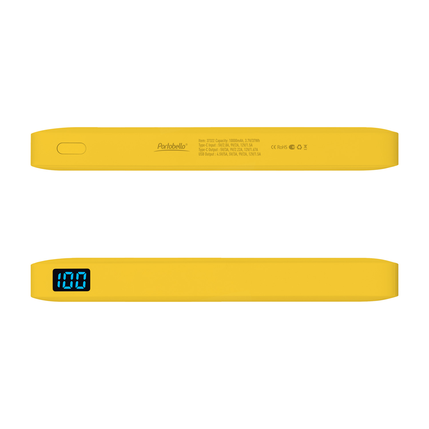 Внешний аккумулятор с подсветкой Анкор Плюс PD (Ancor PD Plus) 10000 mAh, желтый