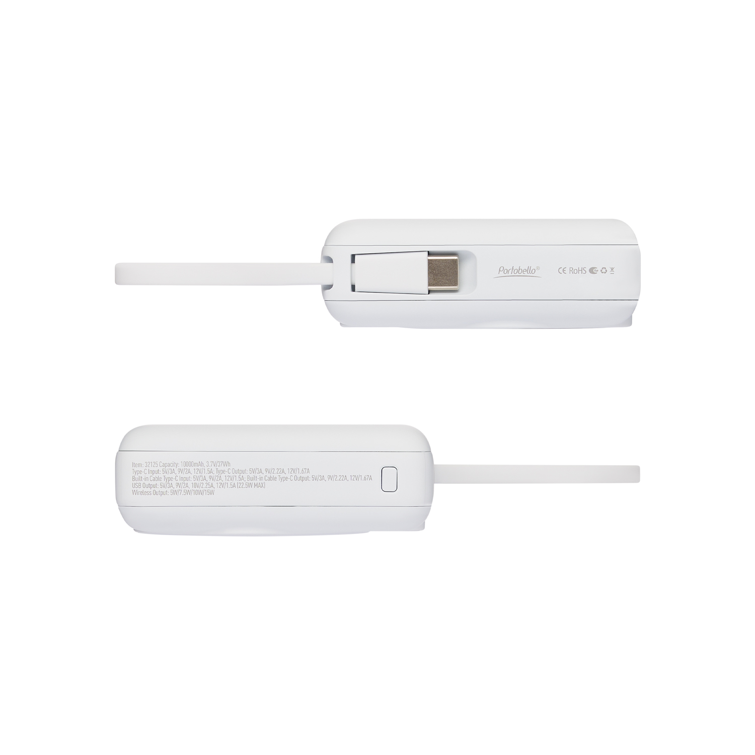 Внешний аккумулятор с подсветкой Риттер PD (Ritter PD) 10000mAh с функцией беспроводной зарядки 15W, белый