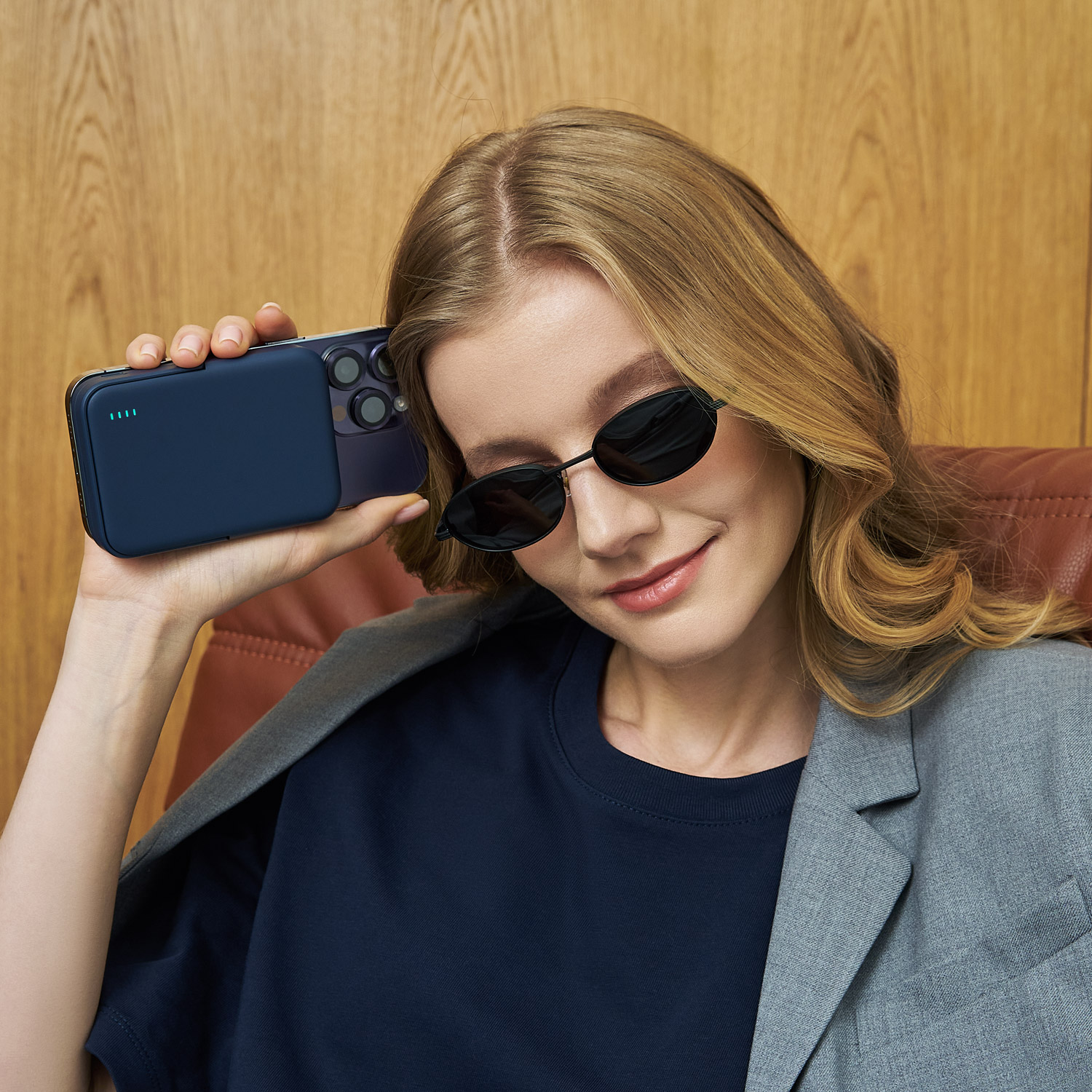 Внешний аккумулятор Юнион PD (Union PD) 10000mAh с функцией беспроводной зарядки 15W, синий