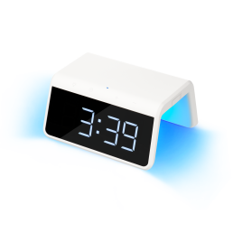 Зарядная станция с часами 15W Флейм (Flame), белая