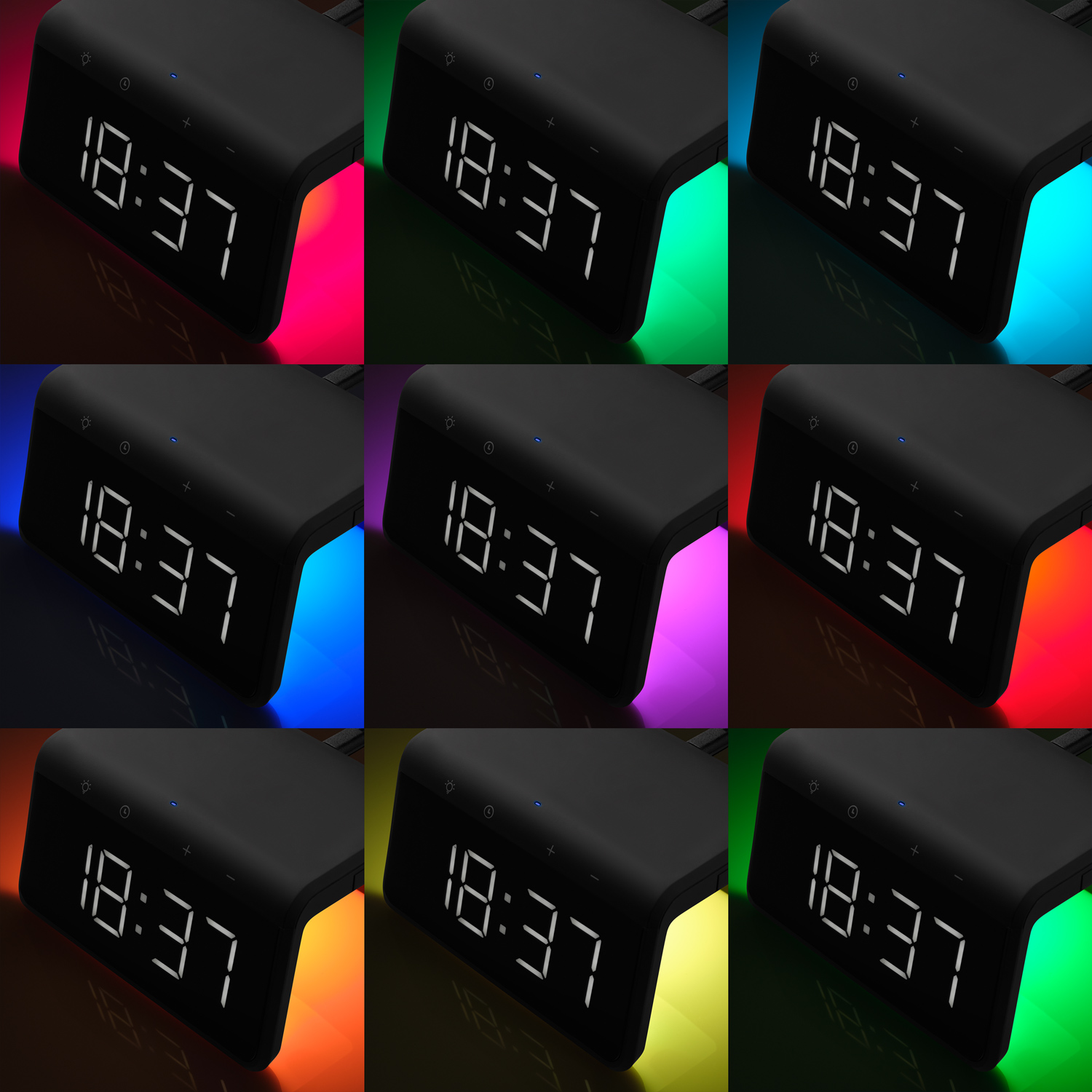 Зарядная станция с часами 15W Флейм (Flame), черная