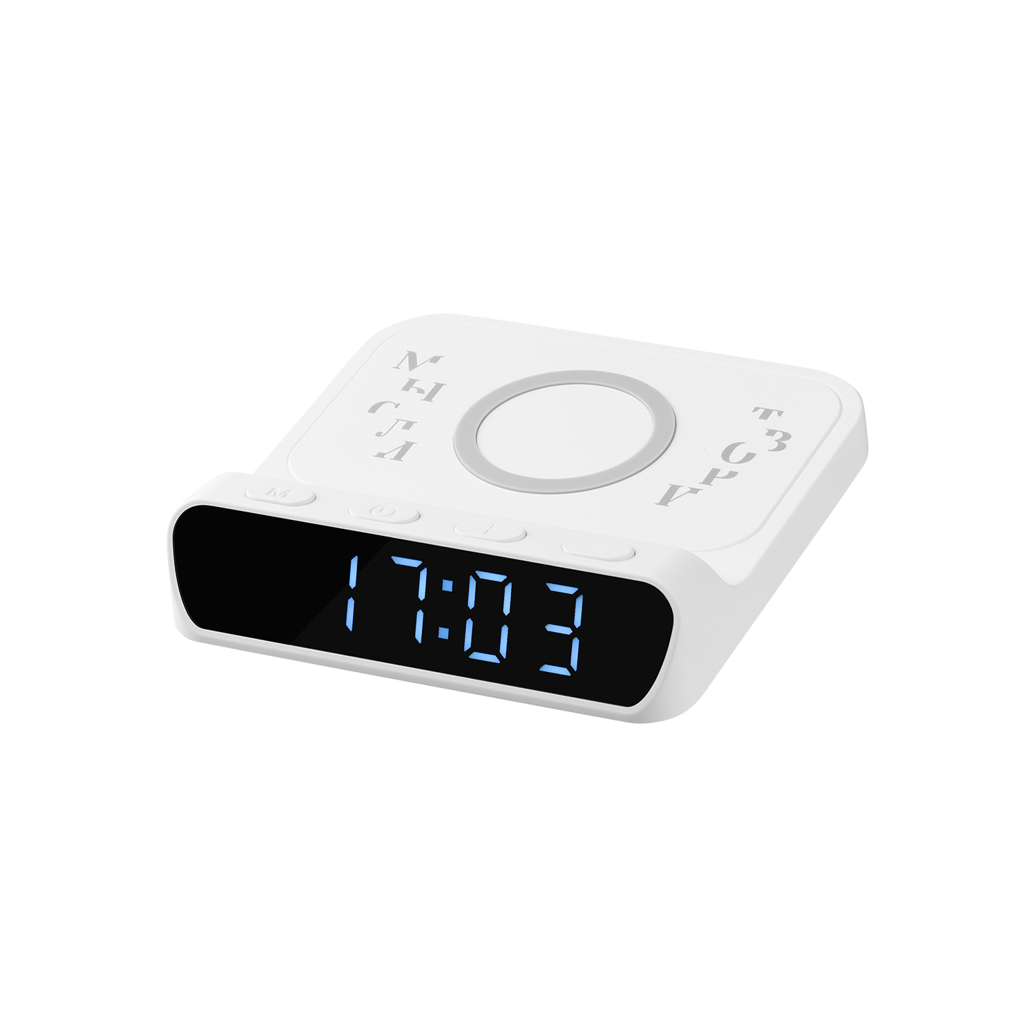 Зарядная станция с часами 15W Ригель (Rigel), белая