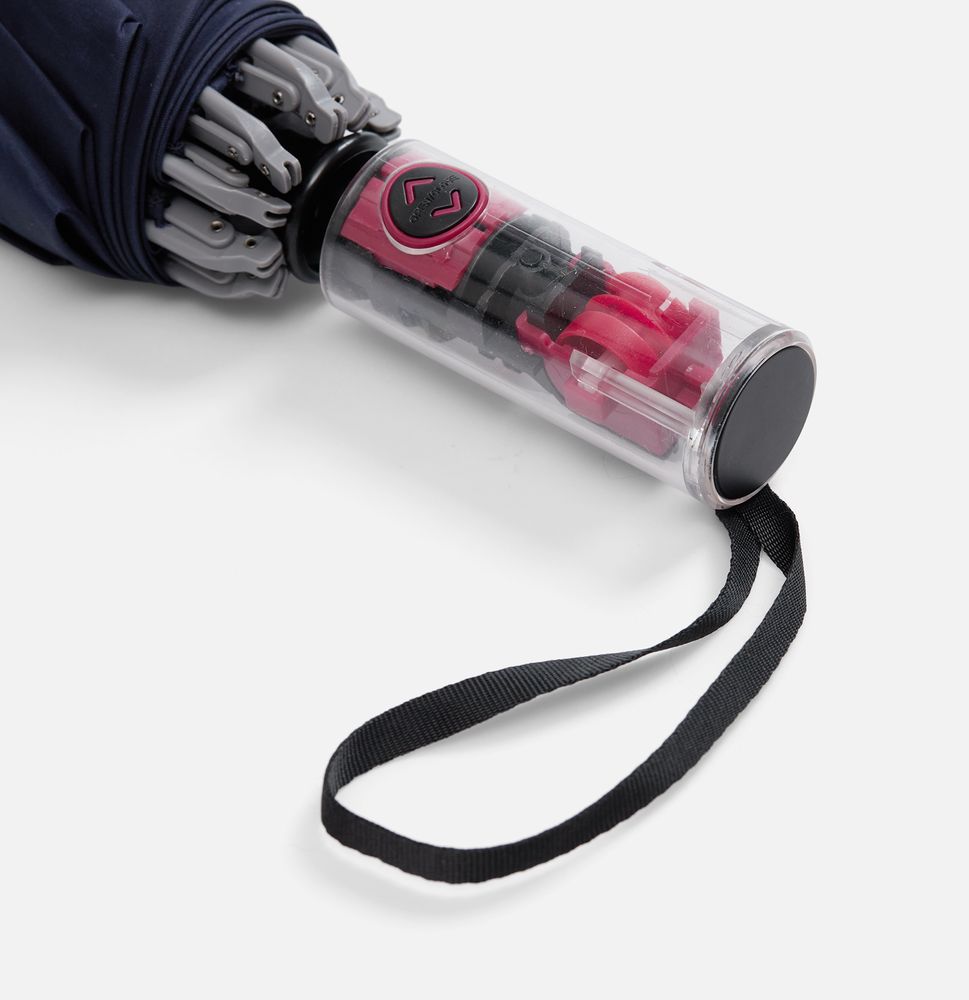 Зонт наоборот складной Futurum со светоотражающим кантом, темно-синий