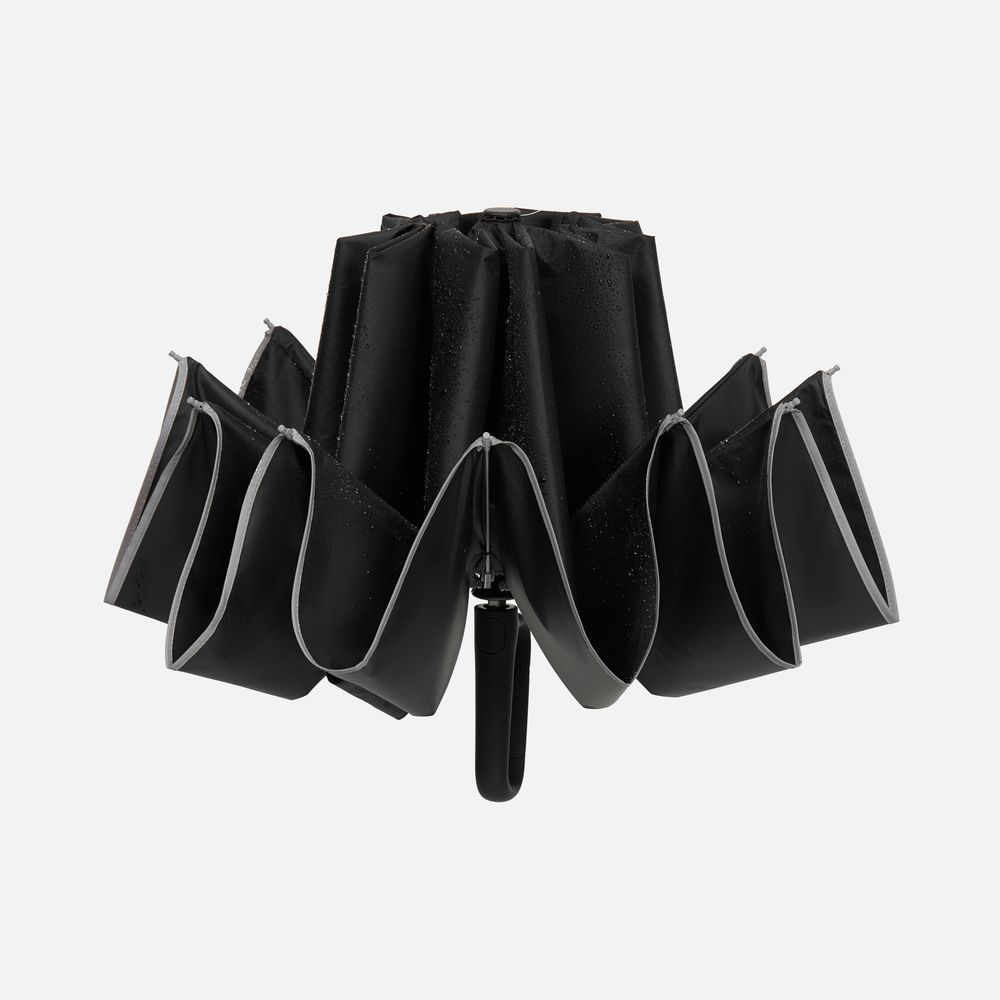 Зонт обратного сложения с ручкой-карабином Foldberry, черный