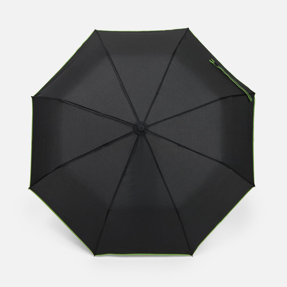 Зонт складной Edgeline, черный с зеленым