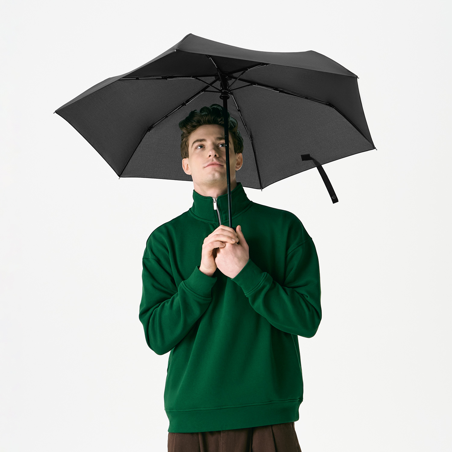 Зонт складной Филтон (Filton), черный с системой безопасности (Safety System)