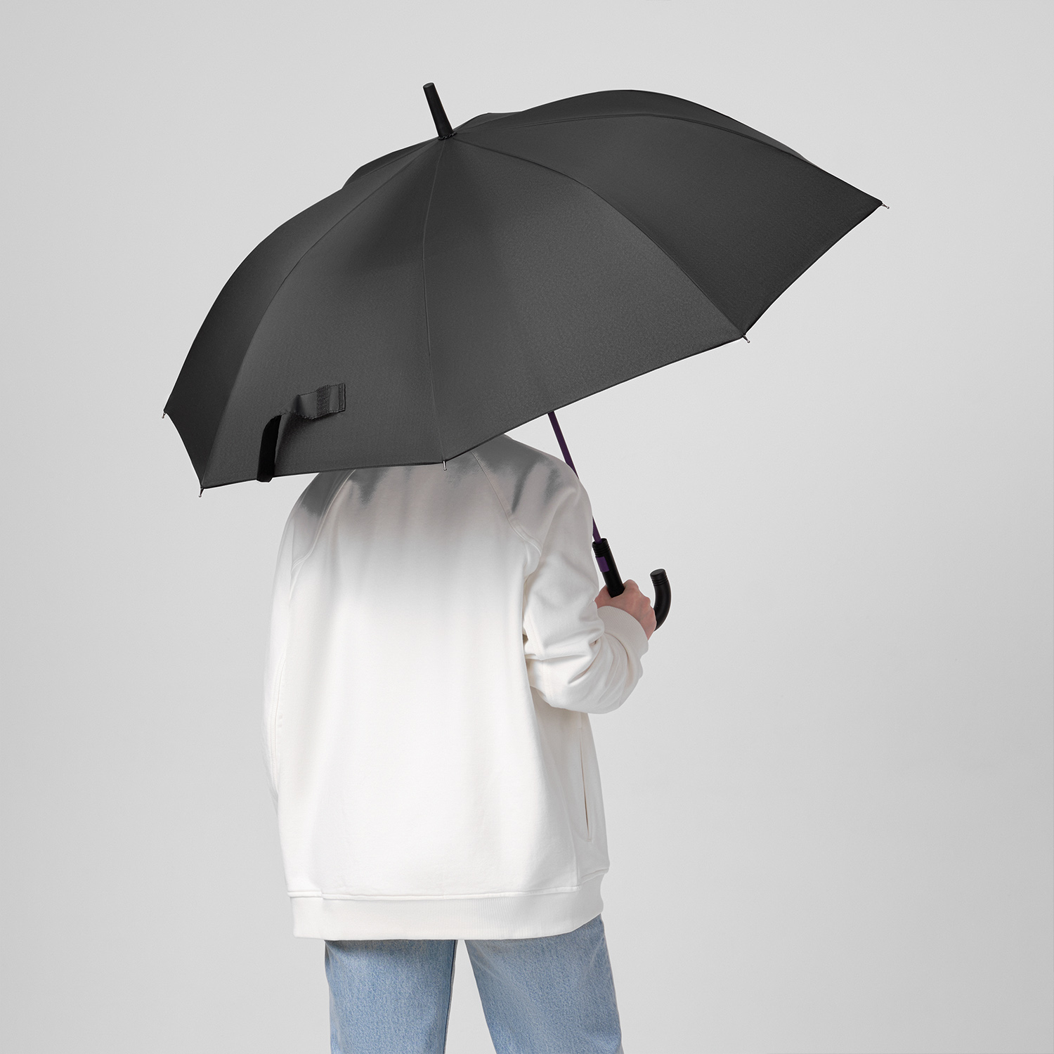 Зонт-трость Квантум (Quantum), черный/фиолетовый