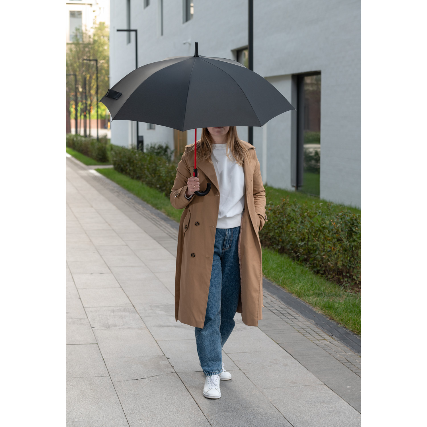 Зонт-трость Квантум (Quantum), черный/красный