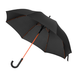 Зонт-трость Квантум (Quantum), черный/оранжевый
