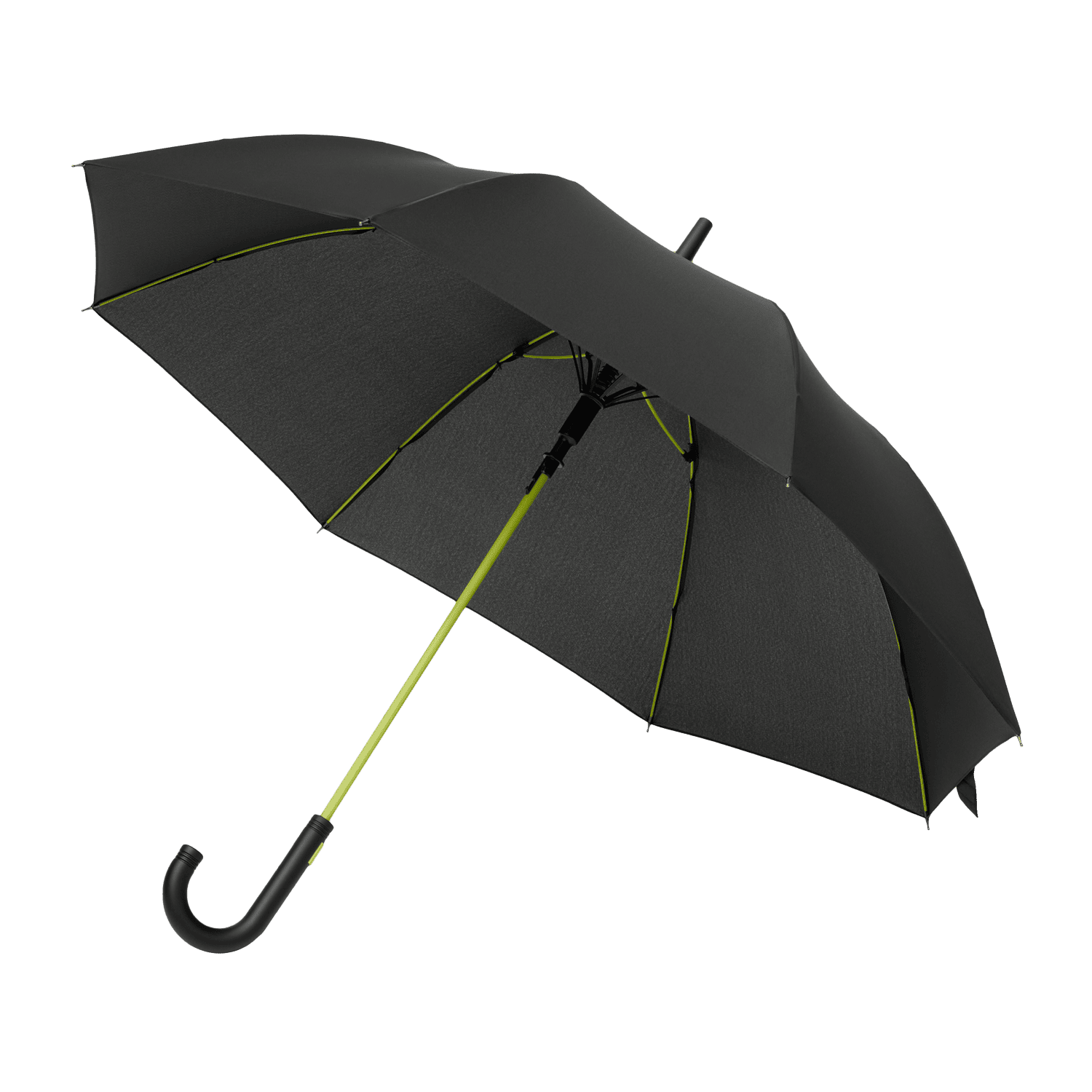 Зонт-трость Квантум (Quantum), черный/салатовый